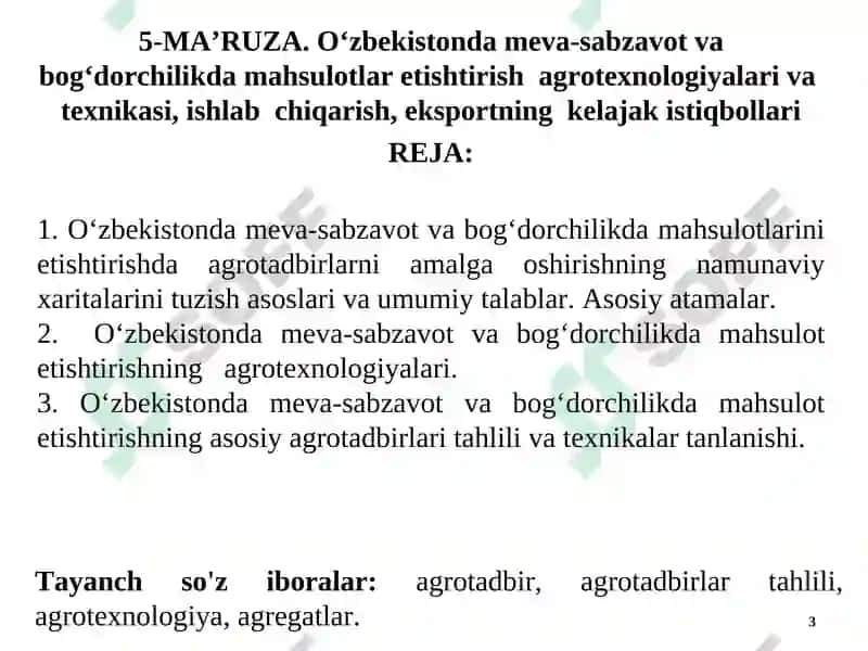 Qishloq xo'jaligini mexanizatsiyalash muhandisini tayyorlash asoslari 3