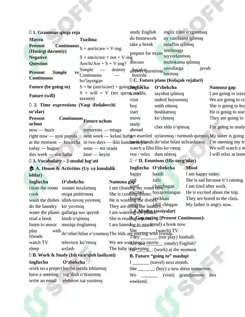 1-Modul: Basic Grammar + Vocabulary (A1 Boshlang‘ich bosqich) 3