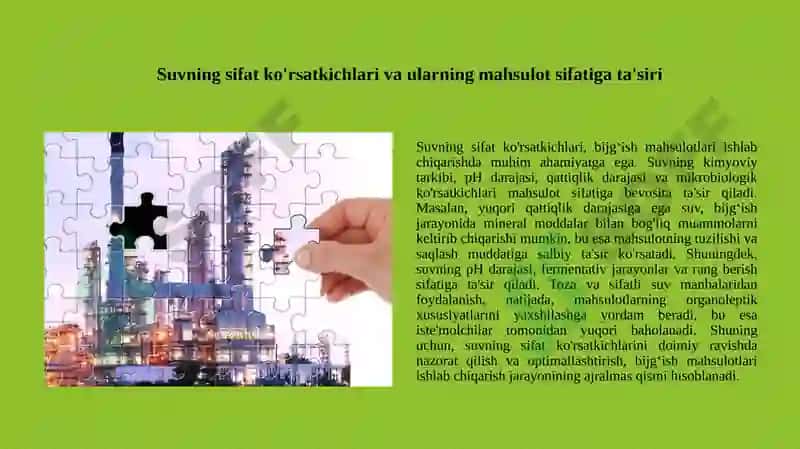 Suvning sifat ko'rsatkichlari va ularning mahsulot sifatiga ta'siri 3