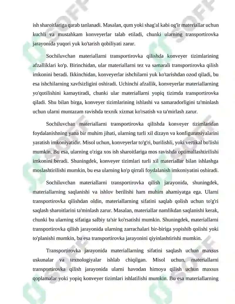 Sochiluvchan materiallarni transportirovka qilishga mo'ljallangan konveyer loyixasi 3