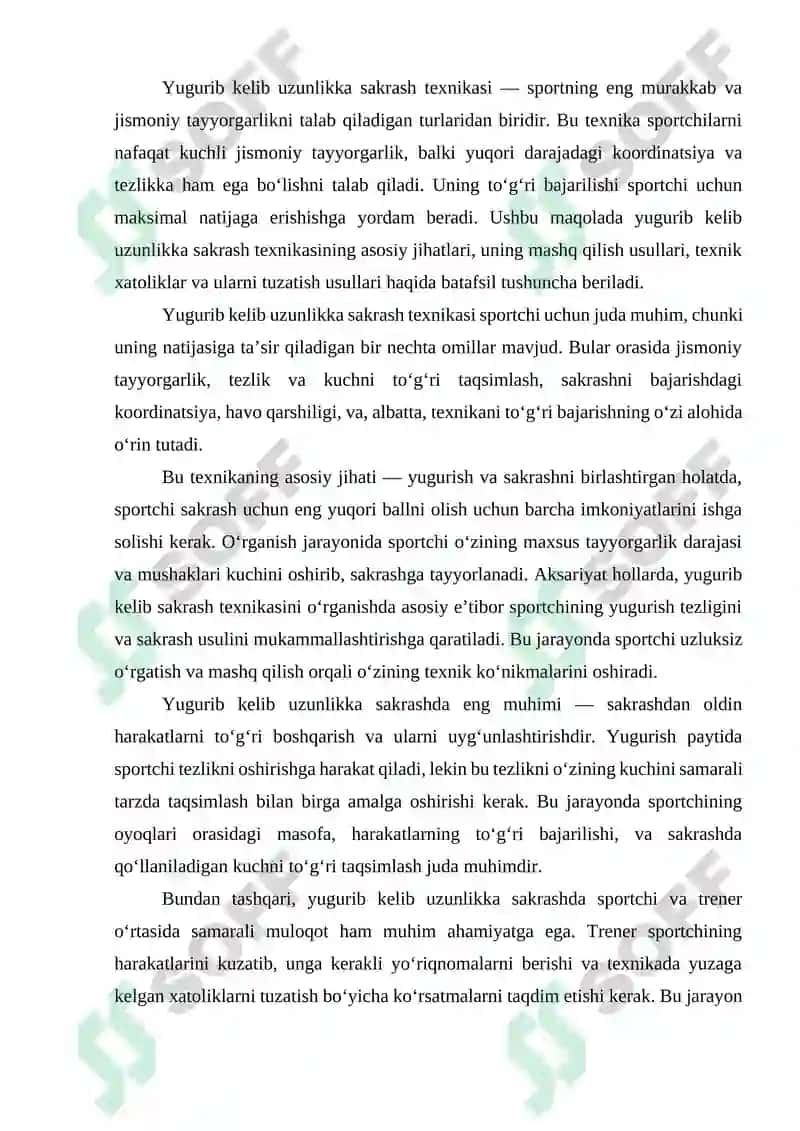 Yugurib kelib uzunlikka sakrash texnikasi 3