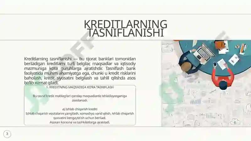 KREDITLARNING TASNIFLANISHI 3