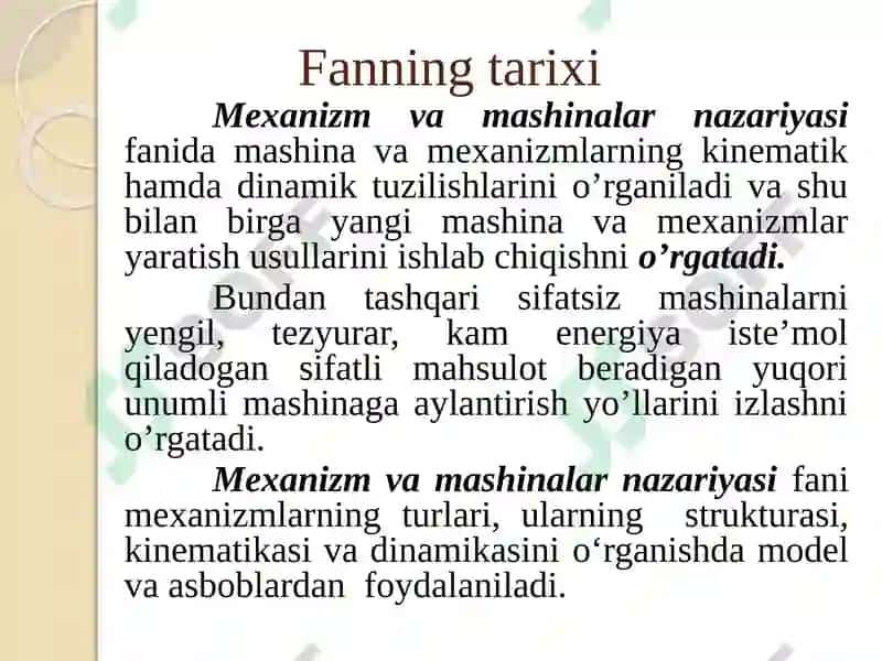 MEXANIZM VA MASHINALAR NAZARIYASI 3