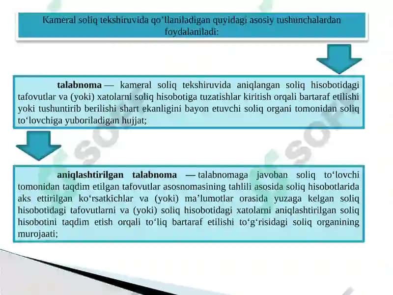 7-mavzu. Soliq nazorati. Kameral soliq tekshiruvi,uni tashkil qilish va o’tkazish mexanizmi 3