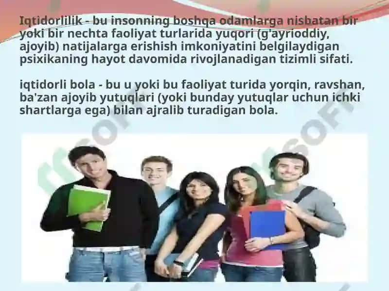 IQTIDORLI OQUVCHILAR BILAN ISHLASH 3