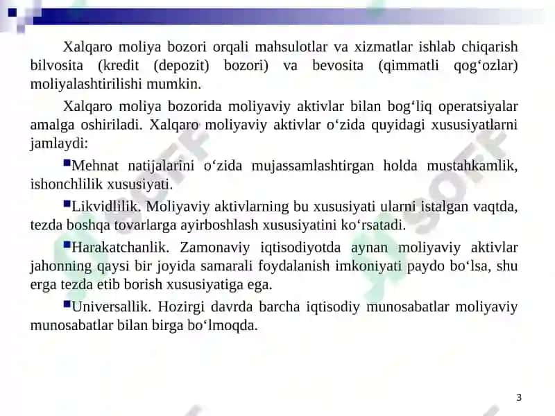 Xalqaro moliya va Xalqaro moliya bozori 3