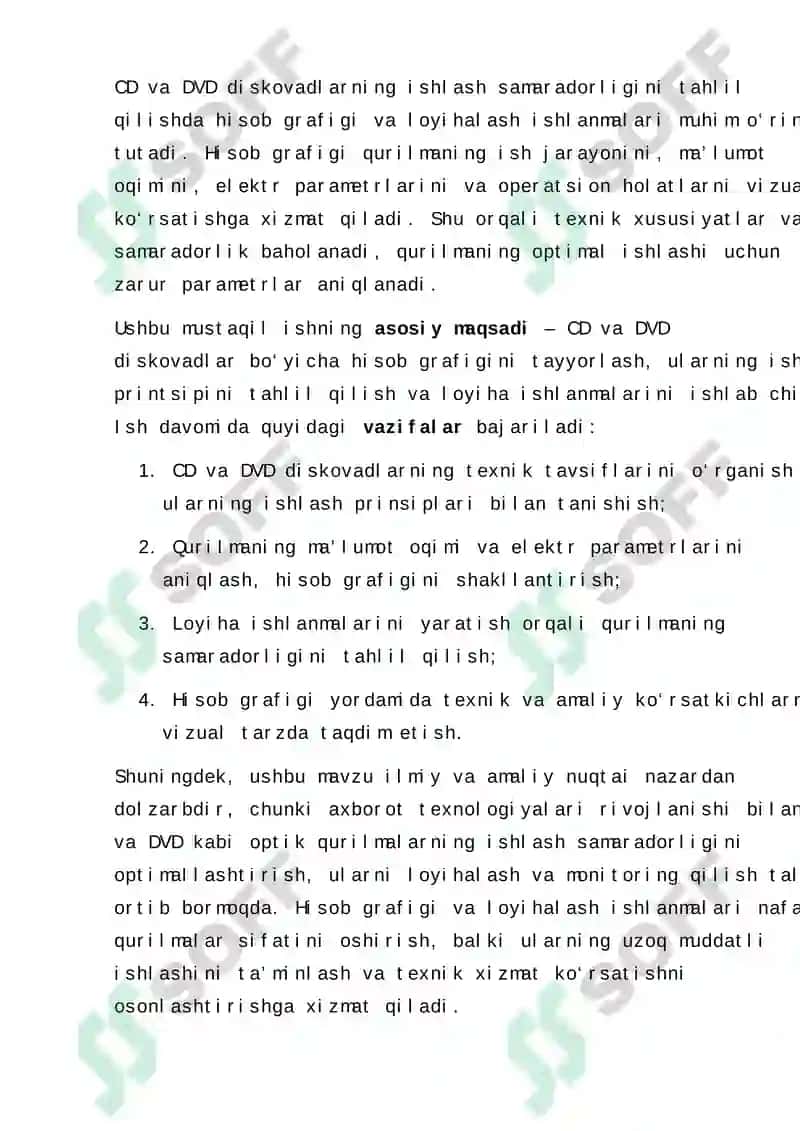 CD VA DVD DISKOVADLAR BO‘YICHA HISOB GRAFIGI LOYIHALASH ISHLANMALARI 3