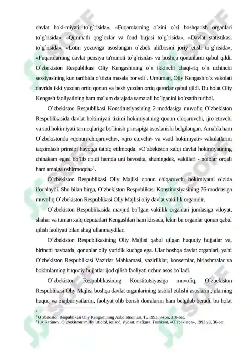 O`zbekiston Respublikasida zamonaviy davlat hokimiyati vakillik organlarining tarixi va rivojlanish bosqichlari 3