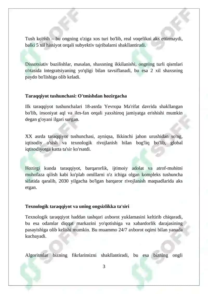 Taraqqiyot va ongsizlik 3