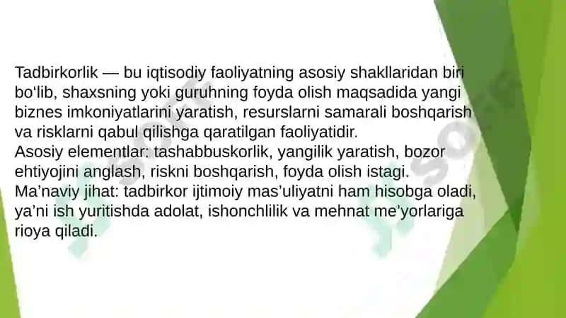 Tovarishlabchiqarish va xizmat ko’rsatish bo’yicha tadbirkorlikni rivojlantirish masalalari 3
