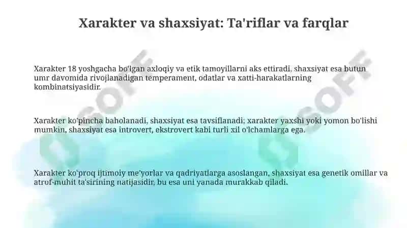 Harakter va shaxsiyat 3