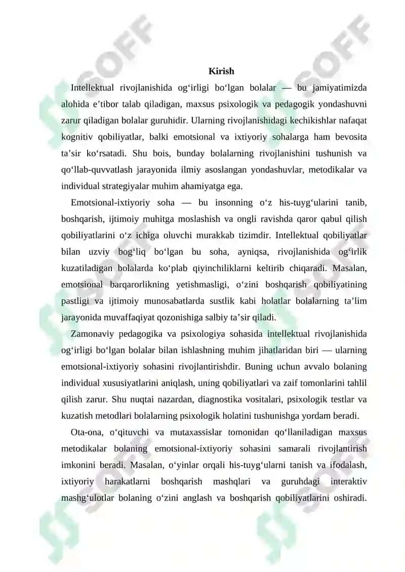 Intellektual rivojlanishida og‘irishi bo‘lgan bolalarda emotsional-ixtiyoriy sohaning rivoji 3