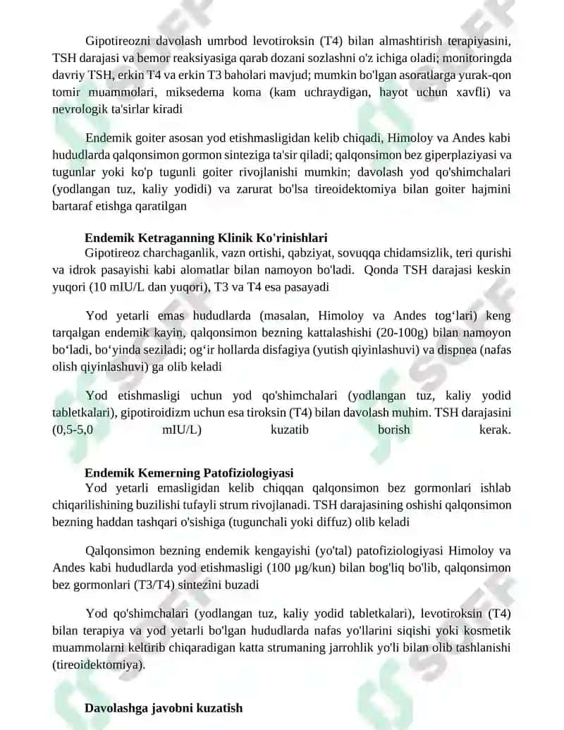 Endemik buqoq va gipoterioz patogenezi va davolash usullari 3