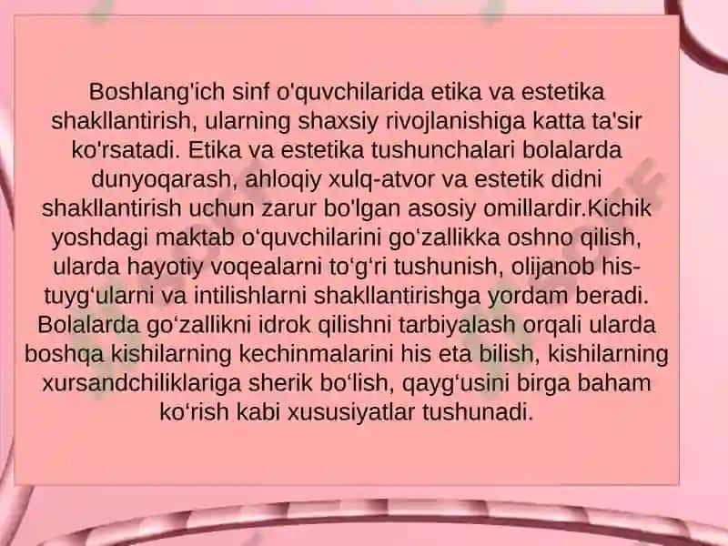 Boshlang'ich sinf o'quvchilarida etika va estetika shakllantirish. 3
