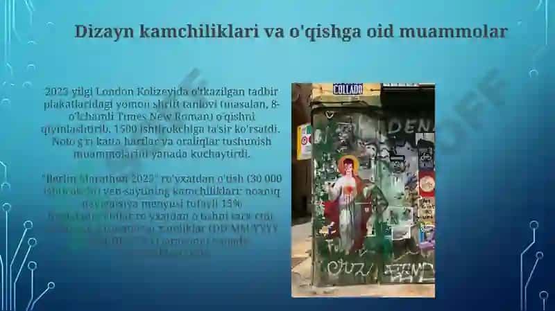 Dizayn kamchiliklari va o'qishga oid muammolar 3