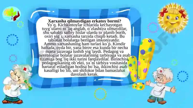 Mavzu: Bolalar xarxashasi erkaklarmiyoq kasallik? 3