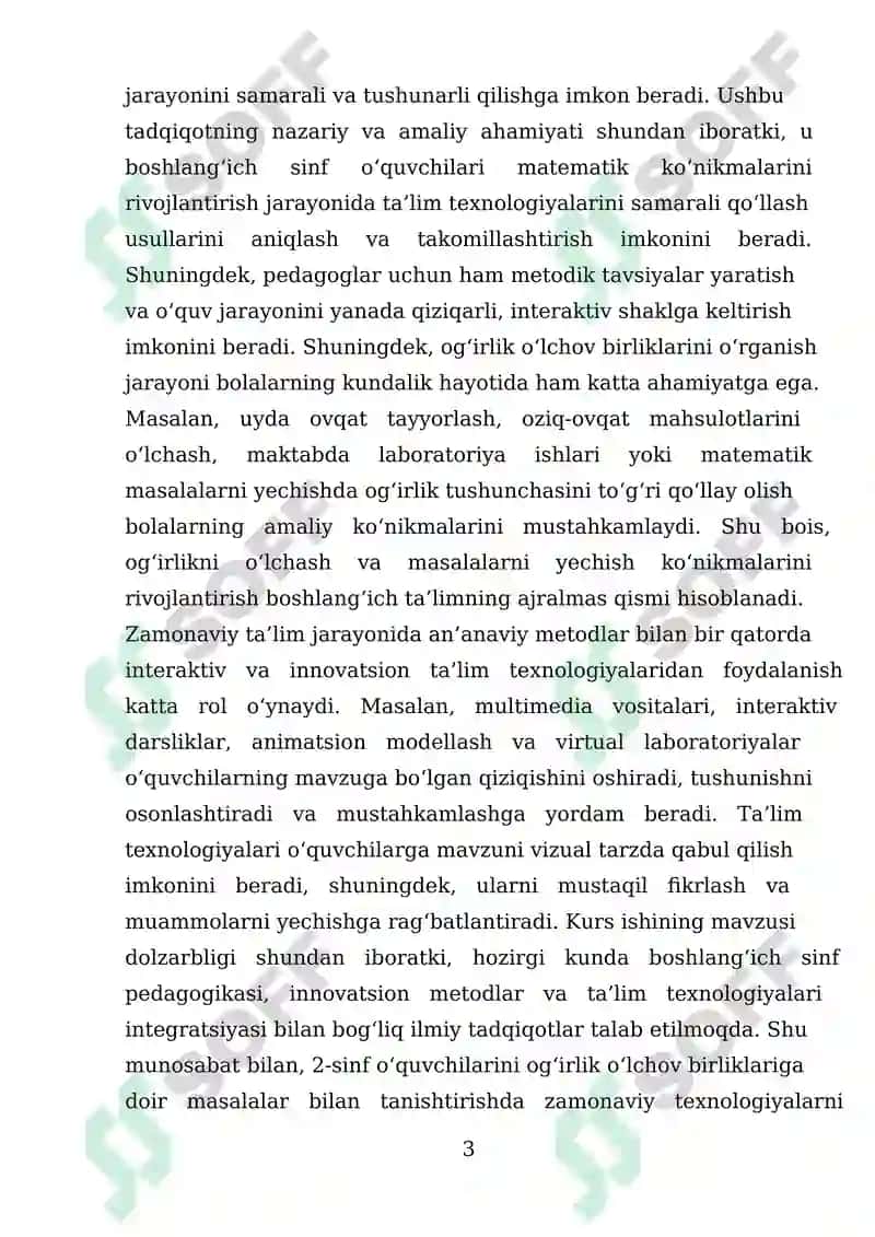 2- sinfda og‘irlik o‘lchov birliklariga doir masalalar bilan tanishtirishda ta’lim texnologiyalari 3