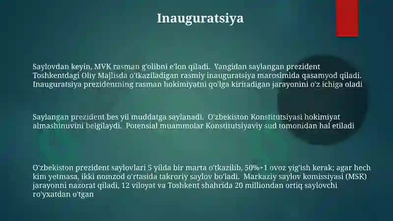 O'zbekiston Respublikasi Prezidentini saylash tartibi 3