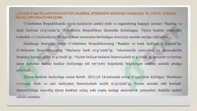 TIJORAT BANKLARI FAOLIYATINING HUQUQIY ASOSLARI 3