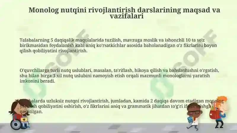 Monologik nutqni rivojlantirish boʻyicha mashg'ulotlar 3