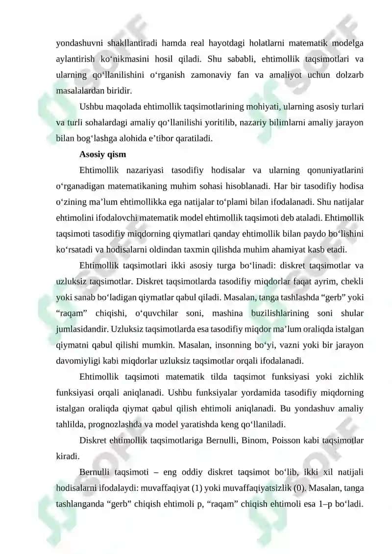 Ehtimollik taqsimotlari va ularning qo'llanilishi 3
