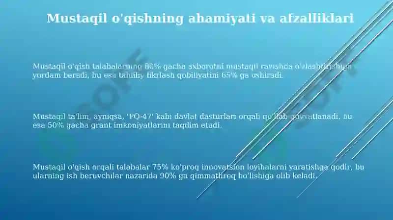 Mustaqil o'qish va ularni tashkil qilish usullari 3