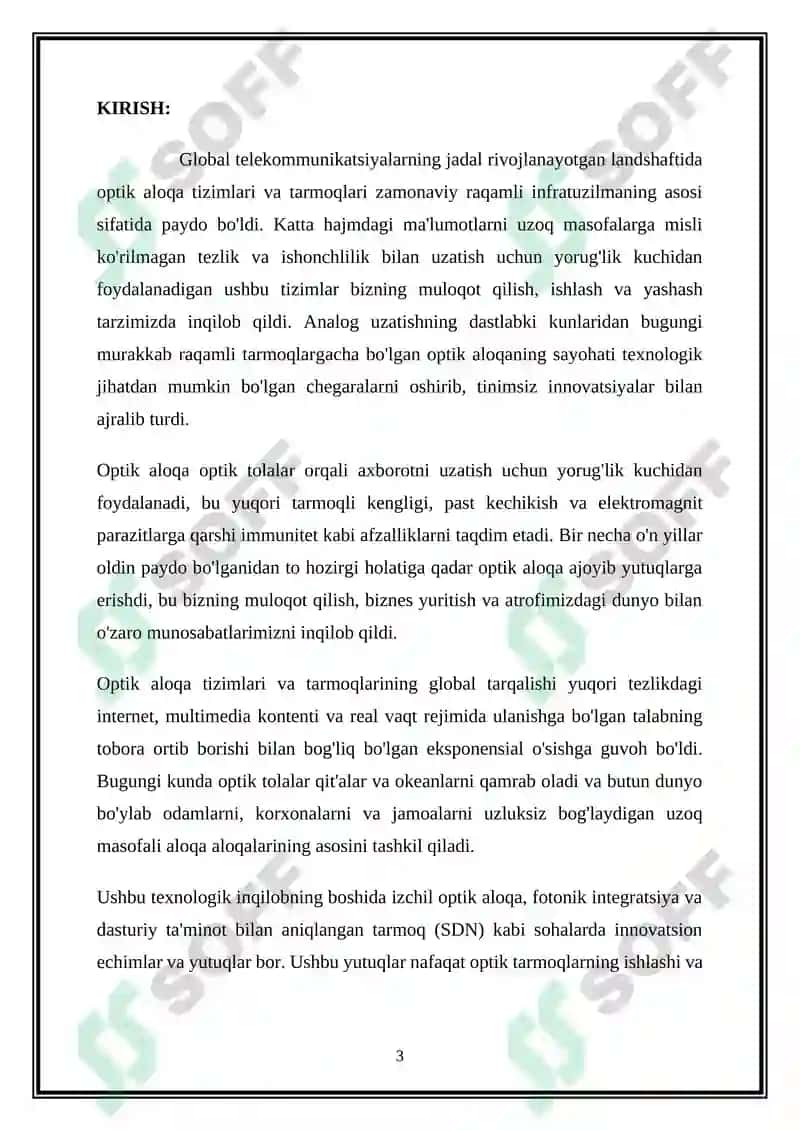 Optik aloqa tizimlari va tarmoqlarining xolati va rivojlanish istiqbollari 3