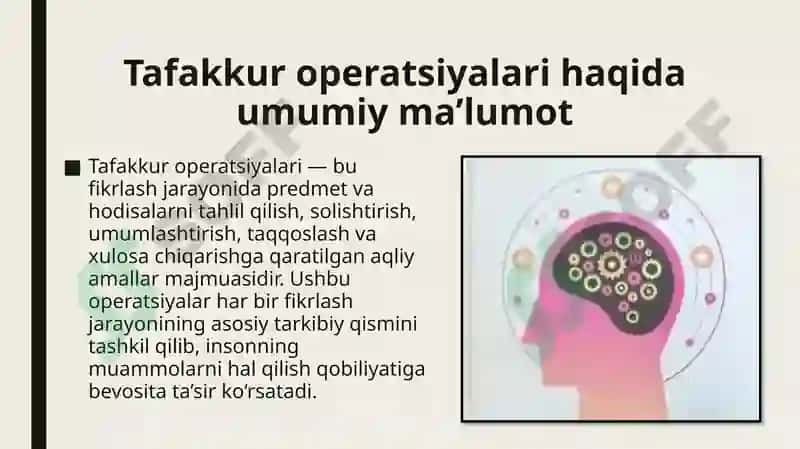 Taffakur aperatsiyalari, taffakur shakllari turlari 3