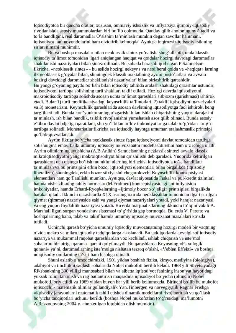 HOZIRGI ZAMON IQTISODIY TA’LIMOTINING ASOSIY YO’NALISHLARI 3