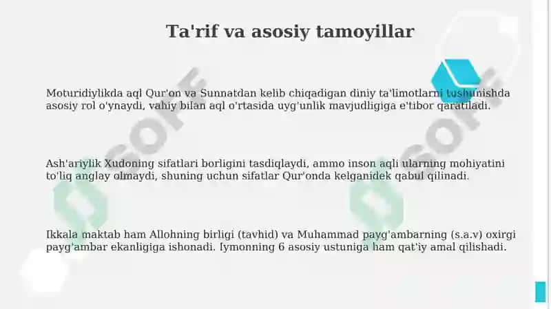 Kalom ilmi:moturidiyya va ash'ariya 3