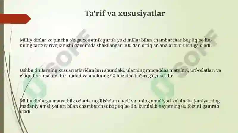 Milliy dinlar 3