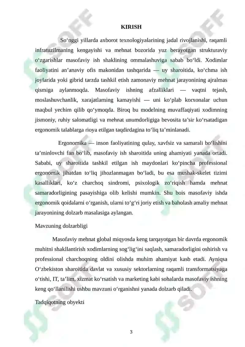 Masofaviy ish sharoitida ergonomik qoidalar va ularni joriy etish 3