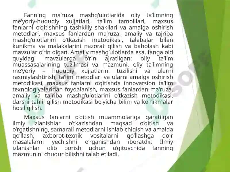 Maxsusfanlarni o'qitishda pedagogikaning etamodi 3