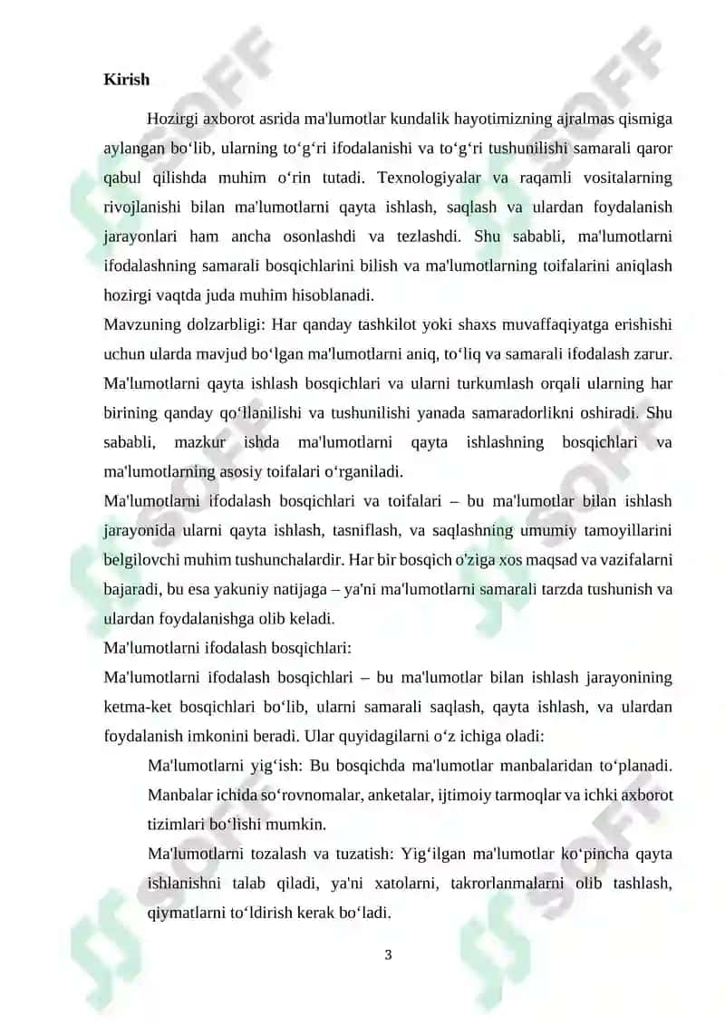 Ma'lumotlarni ifodalash bosqichlari. Maʼlumotlar toifalari 3