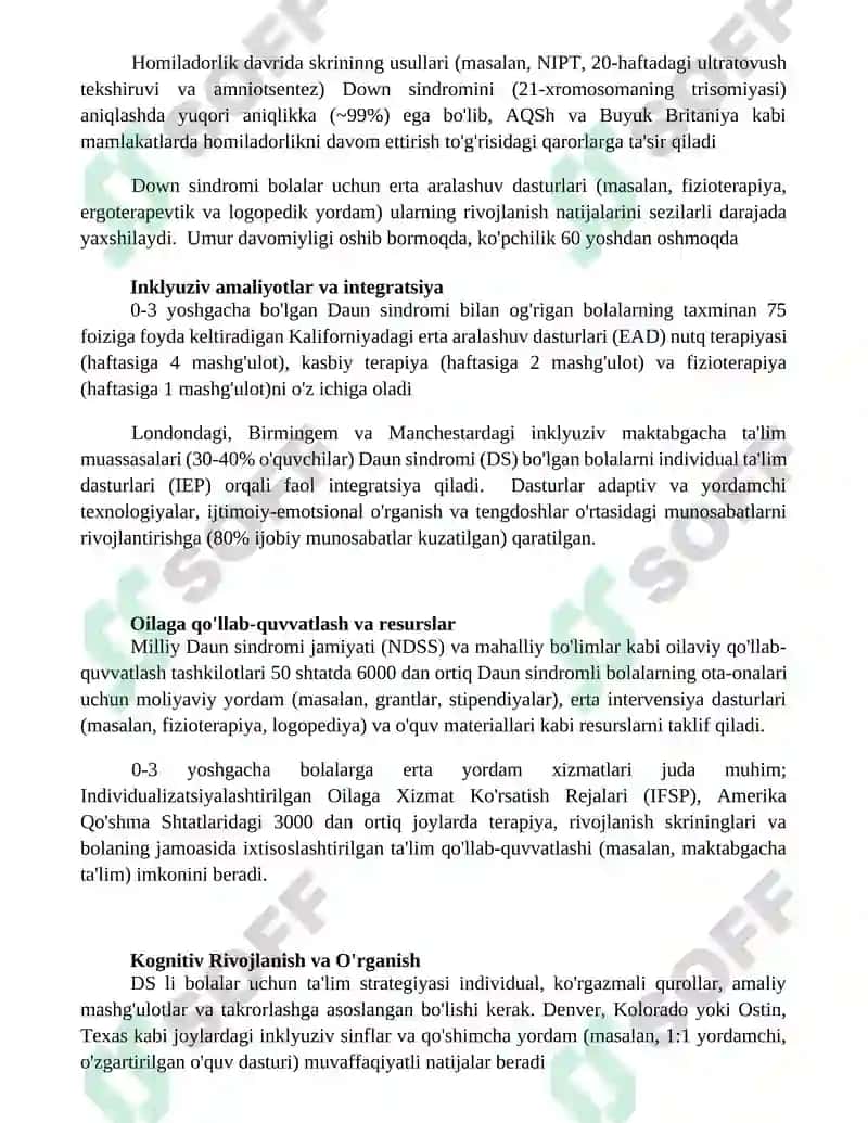 Daun sindromi (Down syndrome) li bolalar uchun inklyuziv ta'lim 3