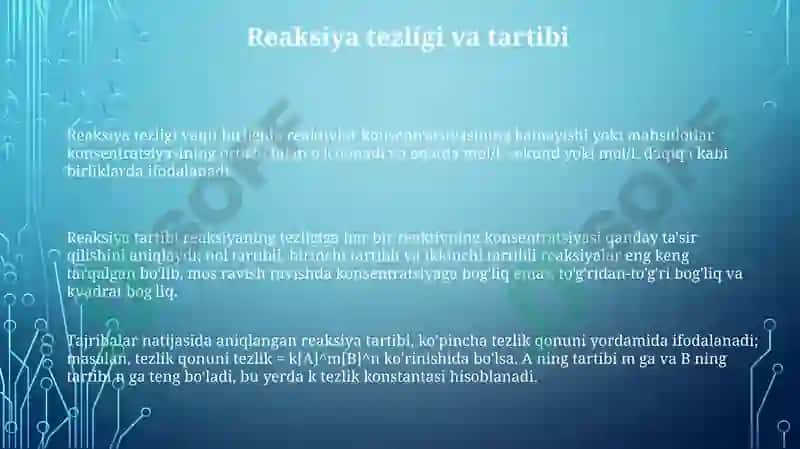 Kimyoviy reaksiyalarning kinetik jihatdan turlari 3