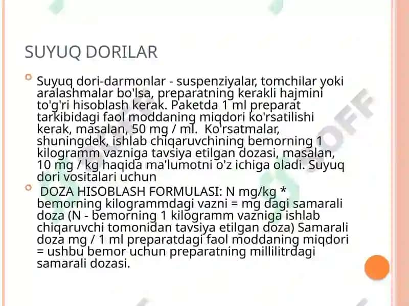 Dori-darmonlarining Hisoblash Usullari 3
