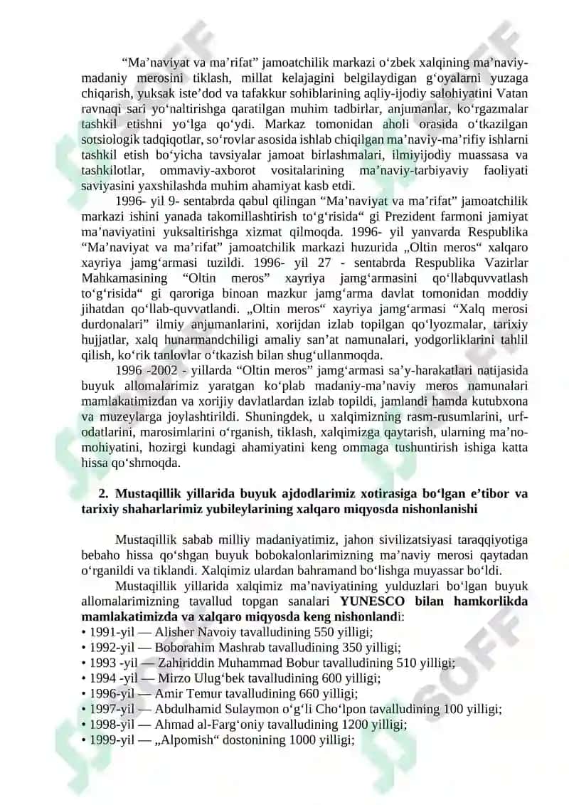 MUSTAQILLIK YILLARIDA O‘ZBEKISTONDAGI MA’NAVIY VA MADANIY TARAQQIYOT 3