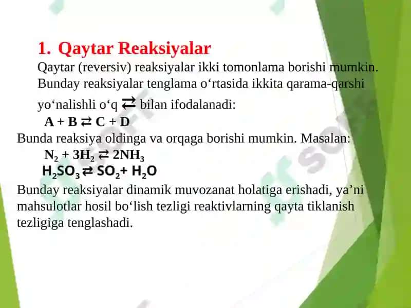 Qaytar va Qaytmas Reaksiyalar 3
