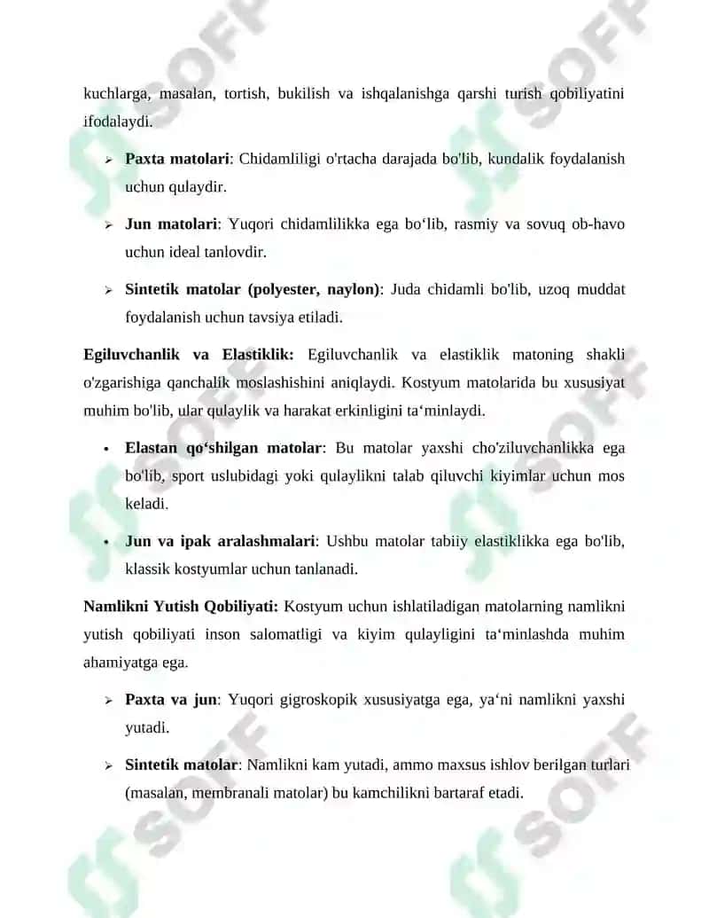 Kostyum bop matolarni fizik xossalari 3