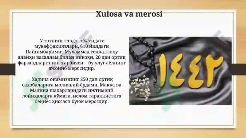 Xadicha bintu Huvaylid roziyallohu anho 3