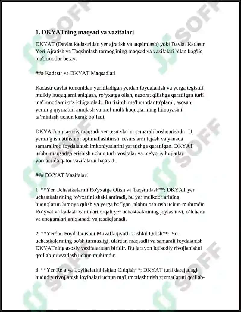 DAVLAT KADASTRI YAGONA TIZIMI(DKYAT)YARATISH 3
