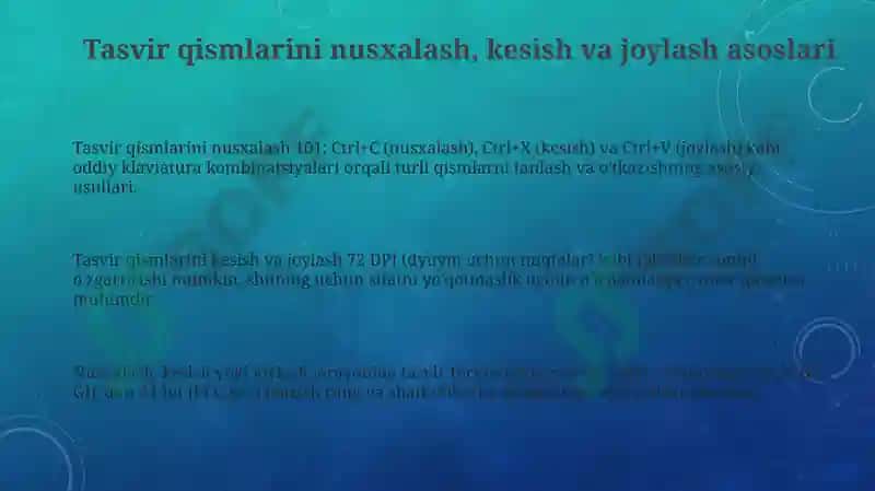 Tasvir qismlari nusxalash, kesish va joylash 3