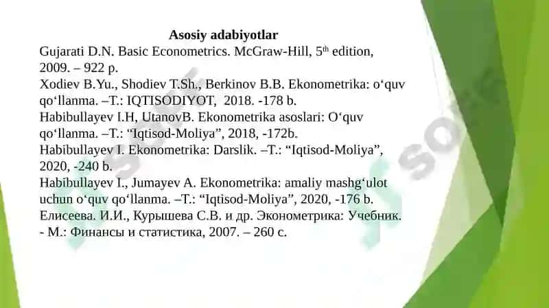 Статистика ва эконометрика 3