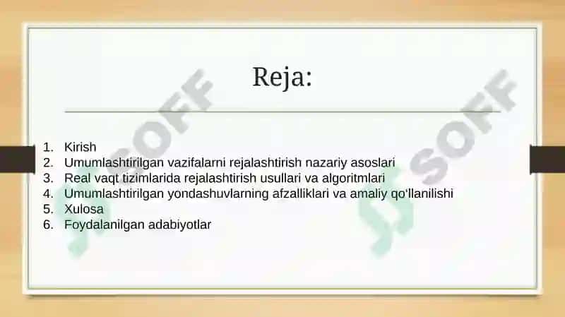 Umumlashtirilgan vazifalarni rejalashtirish 3