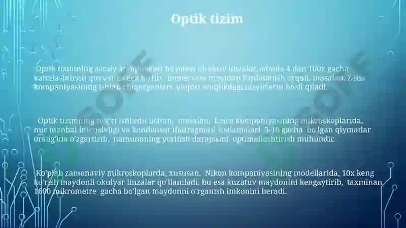 Mikraskopning tuzilishi va u bilan ishlash 3