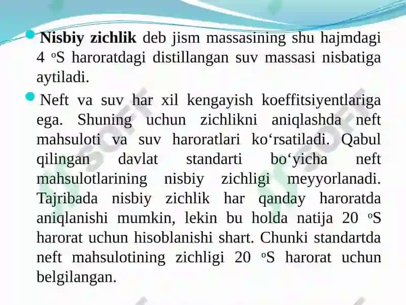 NEFT MAHSULOTLARI ZICHLIGINI ANIQLASH 3