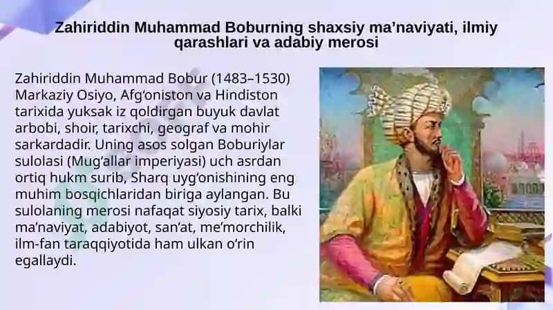 Boburiylar sulolasining ma’naviy va ma’rifiy merosi 3