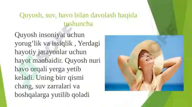 Quyosh, suv, havo bilan davolash 3