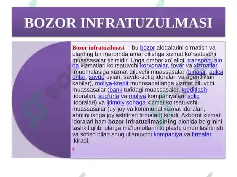 Bozor infratuzilmasi va uning unsurlari 3
